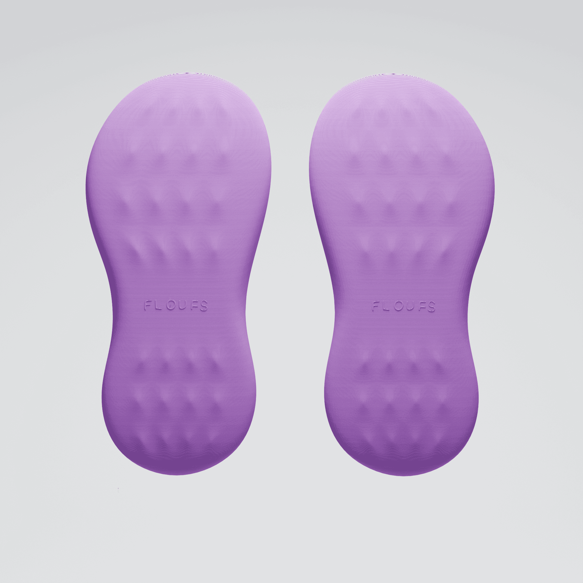 FLOUFS soles from below with the embossed wordmark
