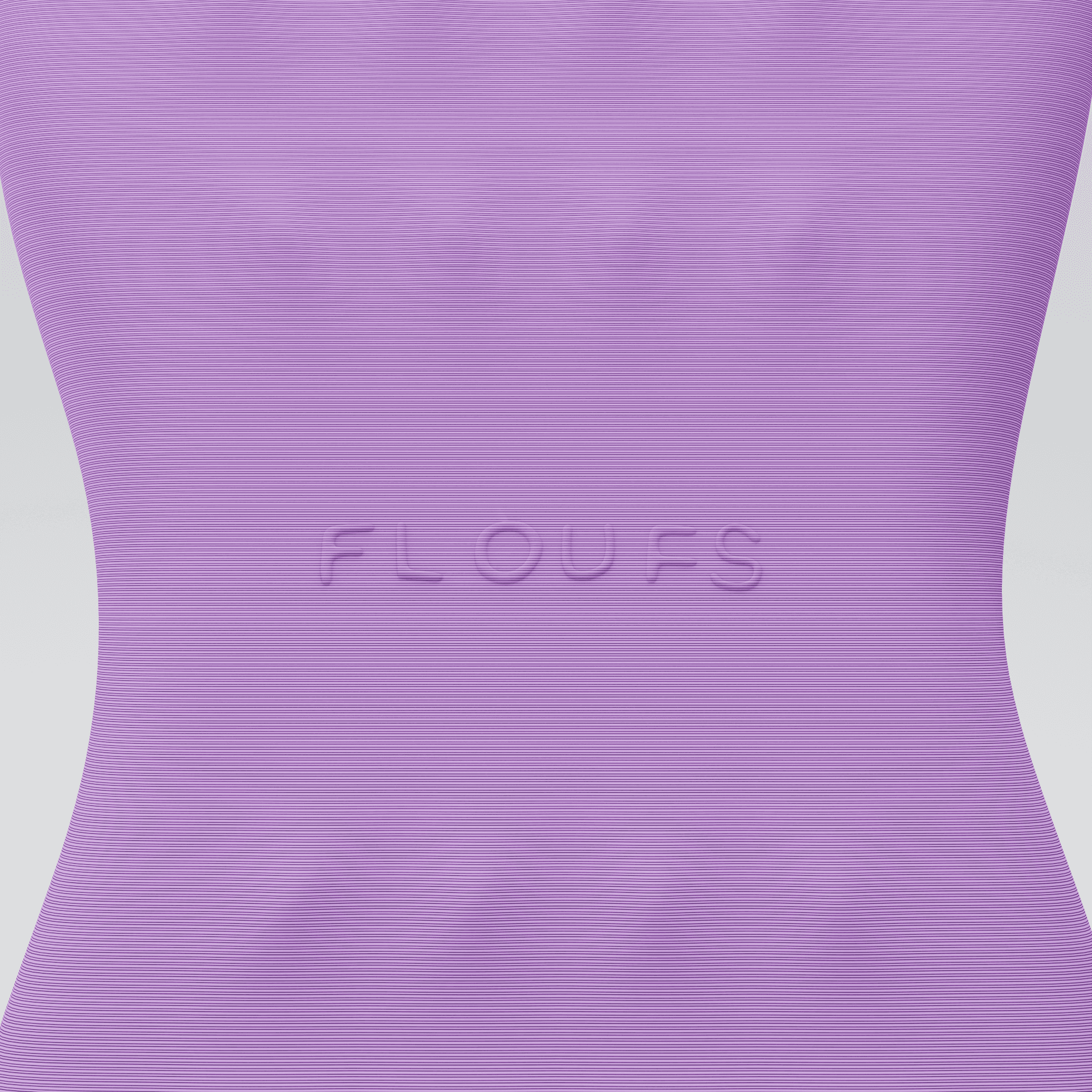 Close-up of the embossed FLOUFS logo and print layer lines