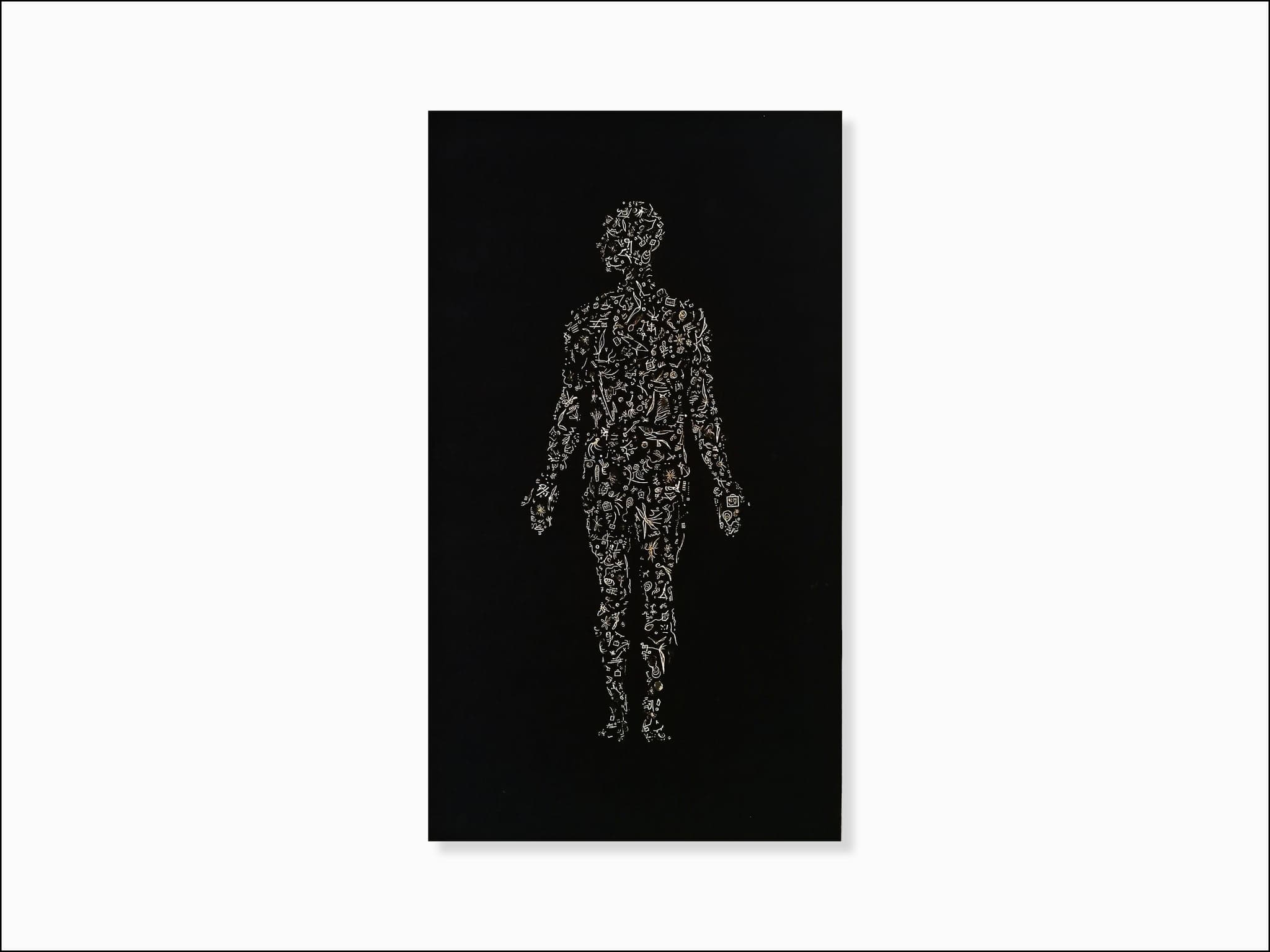 The same work seen as a whole sheet on a white ground, showing its tall narrow proportion