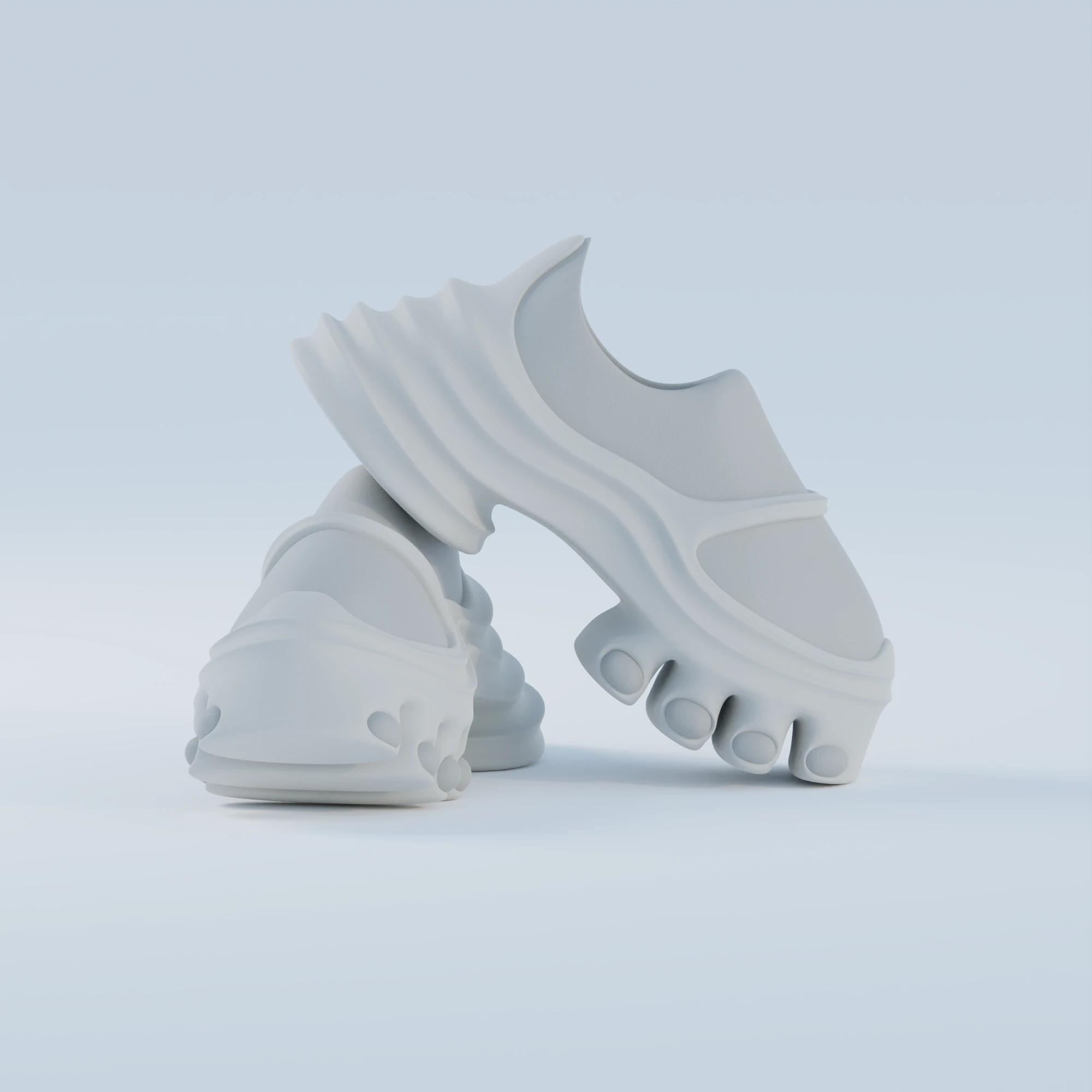 IMPO concept pair in silver — gilled collar and toe-lug sole