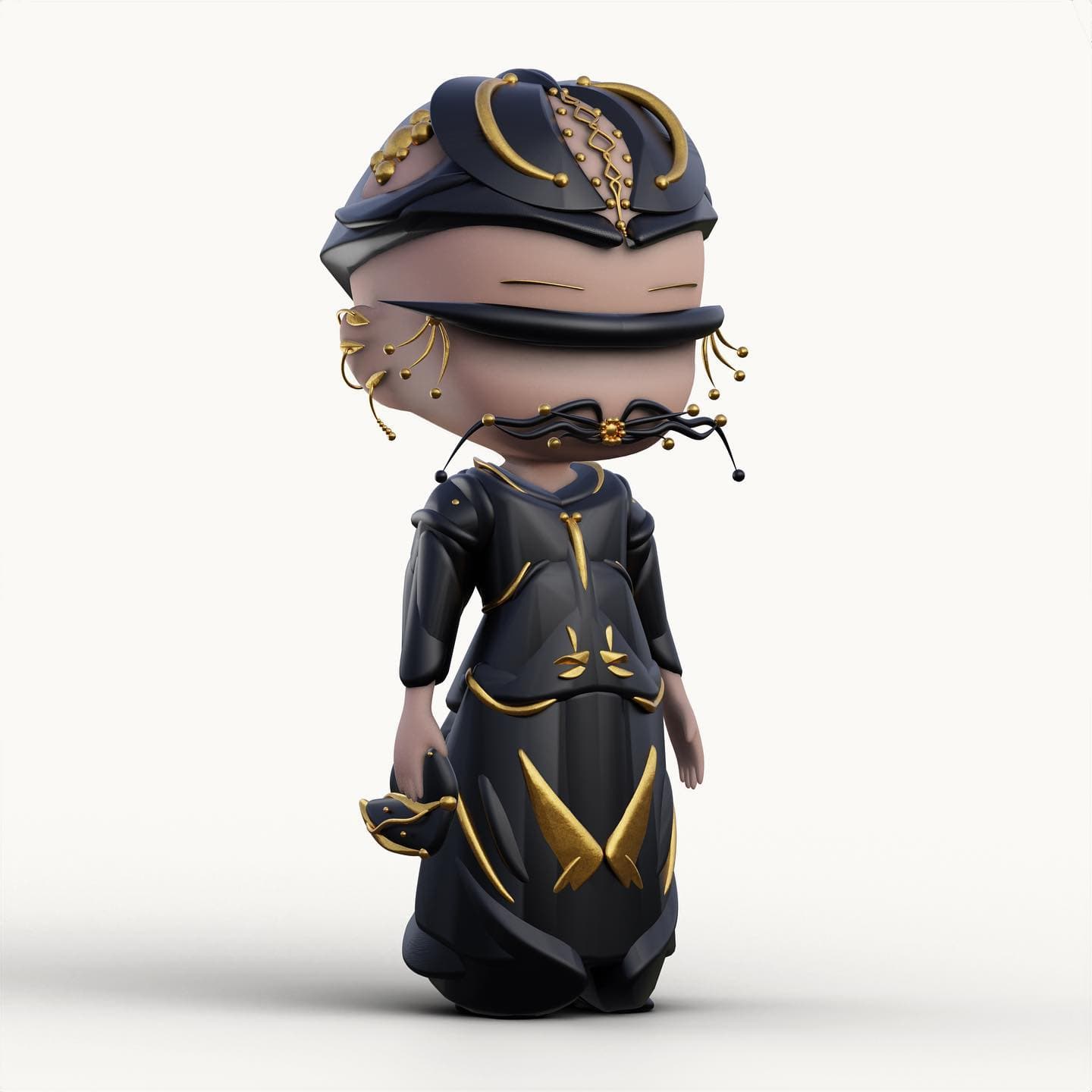 oTTo in a black robe with gold trim and curling moustache