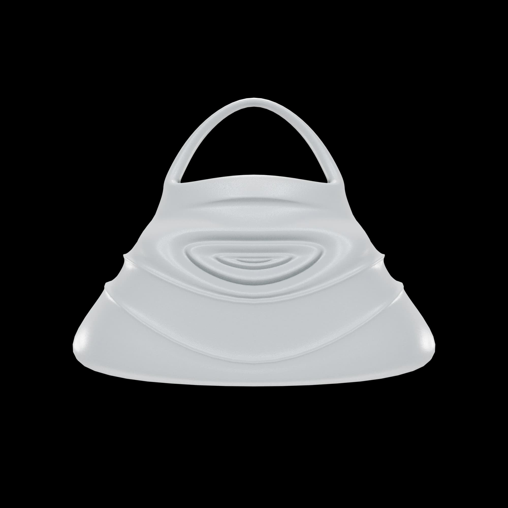 PULSE bag concept, a white bag with concentric ripple ridges radiating from a low point, with a slim top handle