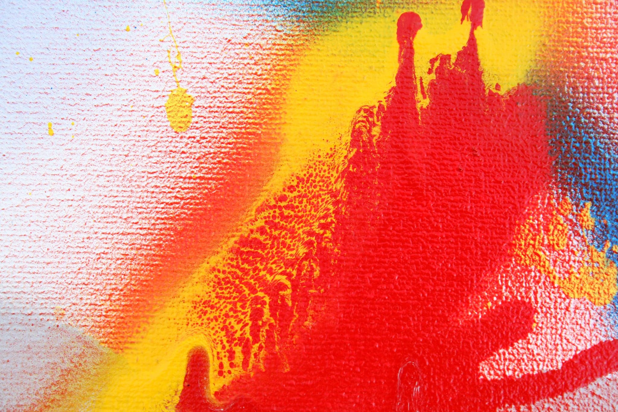 Close view: red at full density running down over yellow.