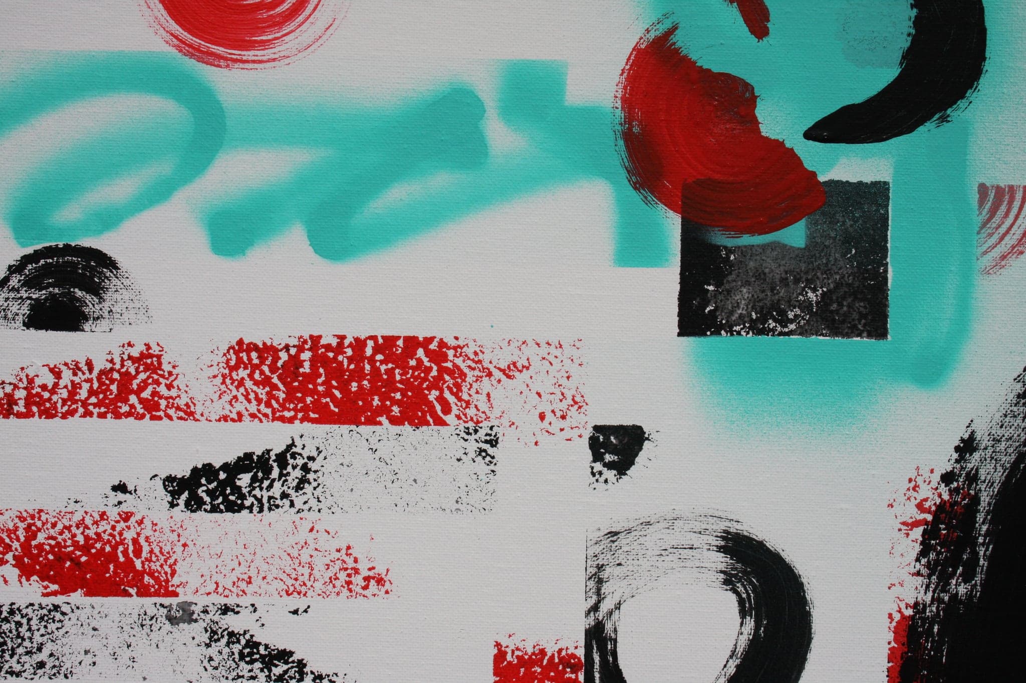 Close view: turquoise scribble over red blocks, black dragged bars beneath.